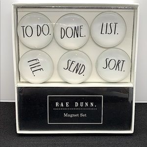 Rae Dunn 6 piece Magnet Set NWT .. TO DO, DONE, SEND, LIST, SORT, FILE